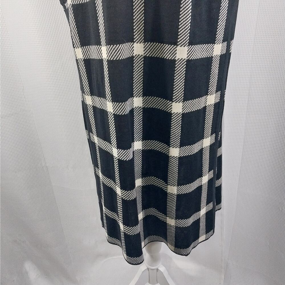 NWT! BELLDINI! BLACK & CREAM PLAID DUSTER LENGTH CARDIGAN SWEATER VEST! SZ M - Picture 7 of 12